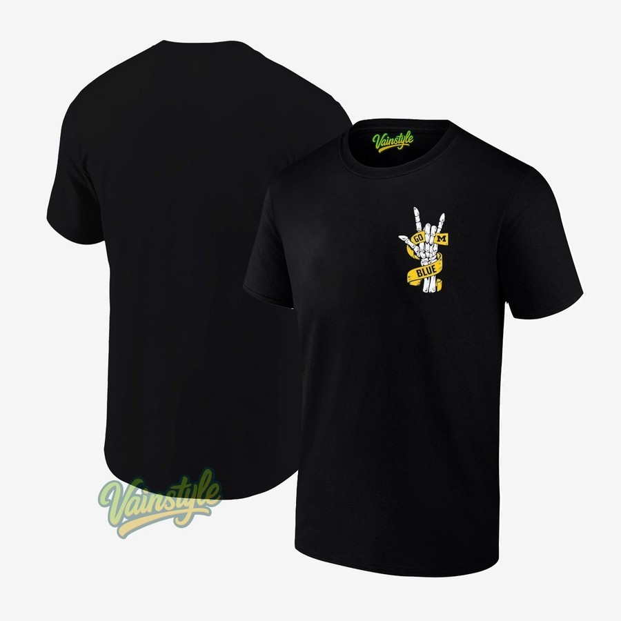 Michigan Wolverines Ncaa Go Blue Skelton Hand T-Shirt Michigan Wolverines Ncaa Go Blue Skelton Hand T-Shirt