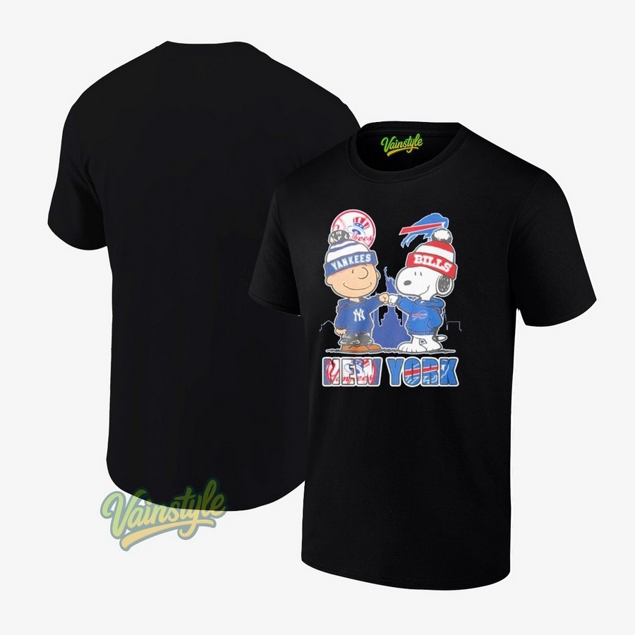 New York Yankees Buffalo Bills Happy Peanuts Christmas 2025 T-Shirt