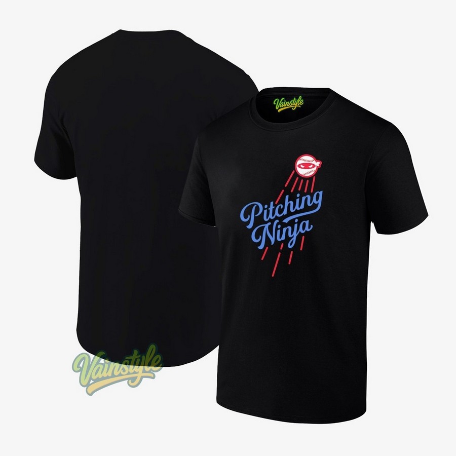 Pitching Ninja Los Angeles Dodgers Baseball T-Shirt Pitching Ninja Los Angeles Dodgers Baseball T-Shirt