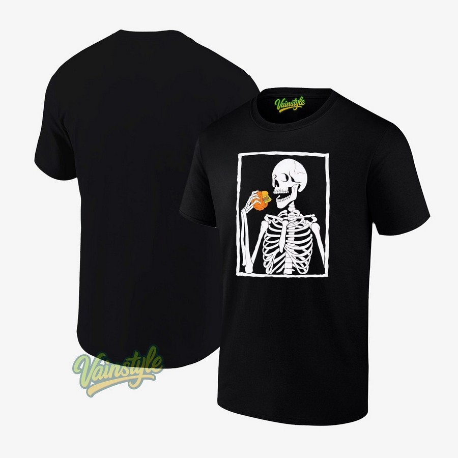 Skeleton Eating Hamburger T-Shirt