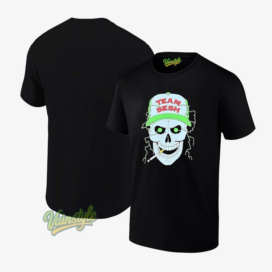 Skull Smoking Team Sesh Lightning T-Shirt