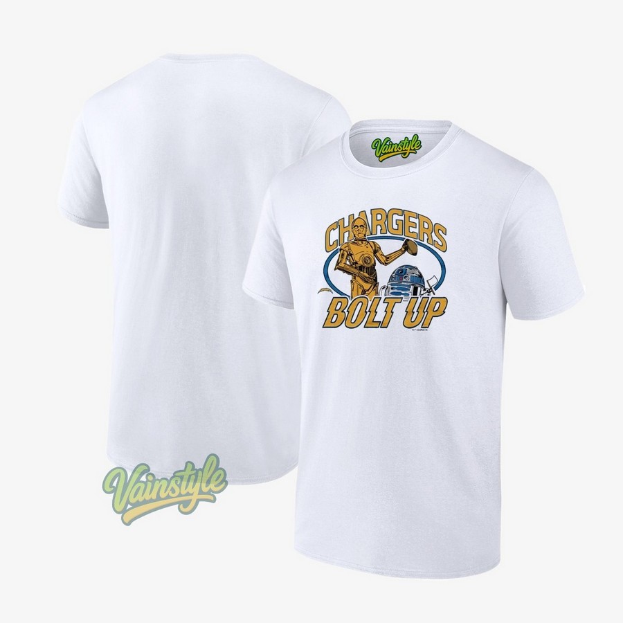 Star Wars X Los Angeles Chargers C-3po And R2-D2 Bolt Up T-Shirt