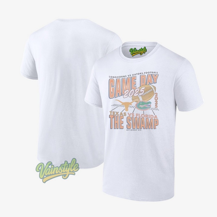 Texas Longhorns Vs Florida Gators Football Game Day The Swamp 2025 T-Shirt Texas Longhorns Vs Florida Gators Football Game Day The Swamp 2025 T-Shirt