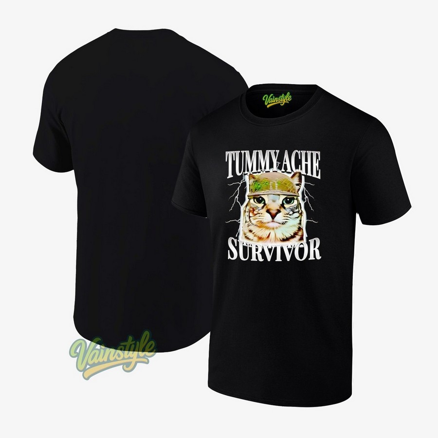 Tummy Ache Survivor Cat Meme T-Shirt Tummy Ache Survivor Cat Meme T-Shirt