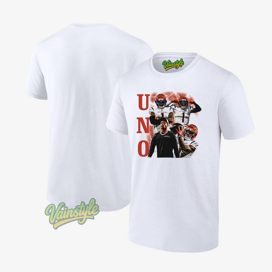 Uno Ja'marr Chase Cincinnati Bengals Football T-Shirt Uno Ja'marr Chase Cincinnati Bengals Football T-Shirt