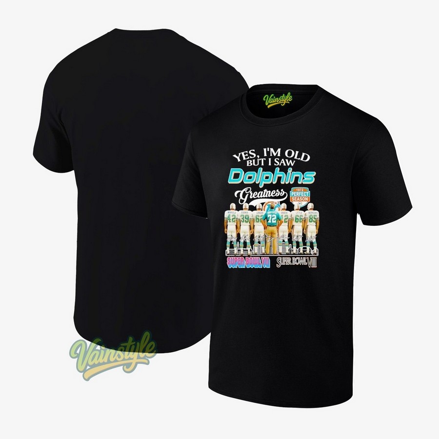Yes I’m Old But I Saw Miami Dolphins America’s Team City Skyline Super Bowl Signatures T-Shirt